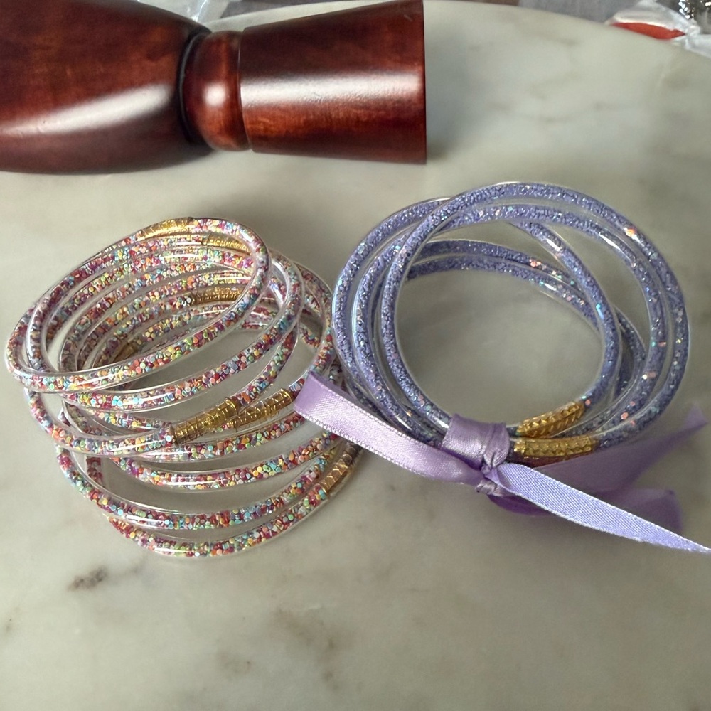 Multicolor & Purple Silicone Bangle Set NWOT